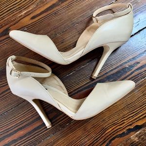 Nude Vegan Leather Stiletto Heel with Ankle Strap
